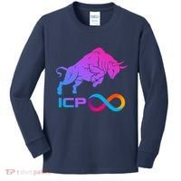 Internet Computer Icp Cryptocurrency Logo Bull Run Kids Long Sleeve Shirt thumb 0