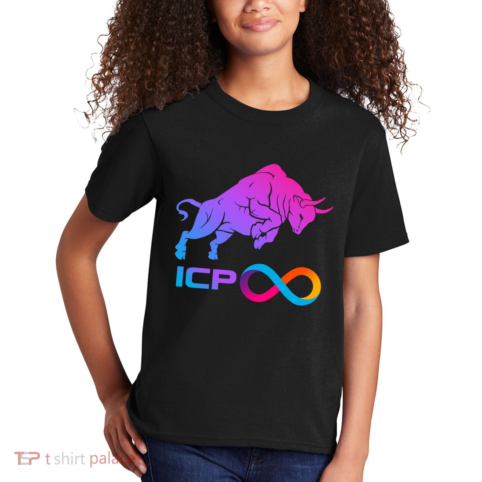 Internet Computer Icp Cryptocurrency Logo Bull Run Kids T-Shirt