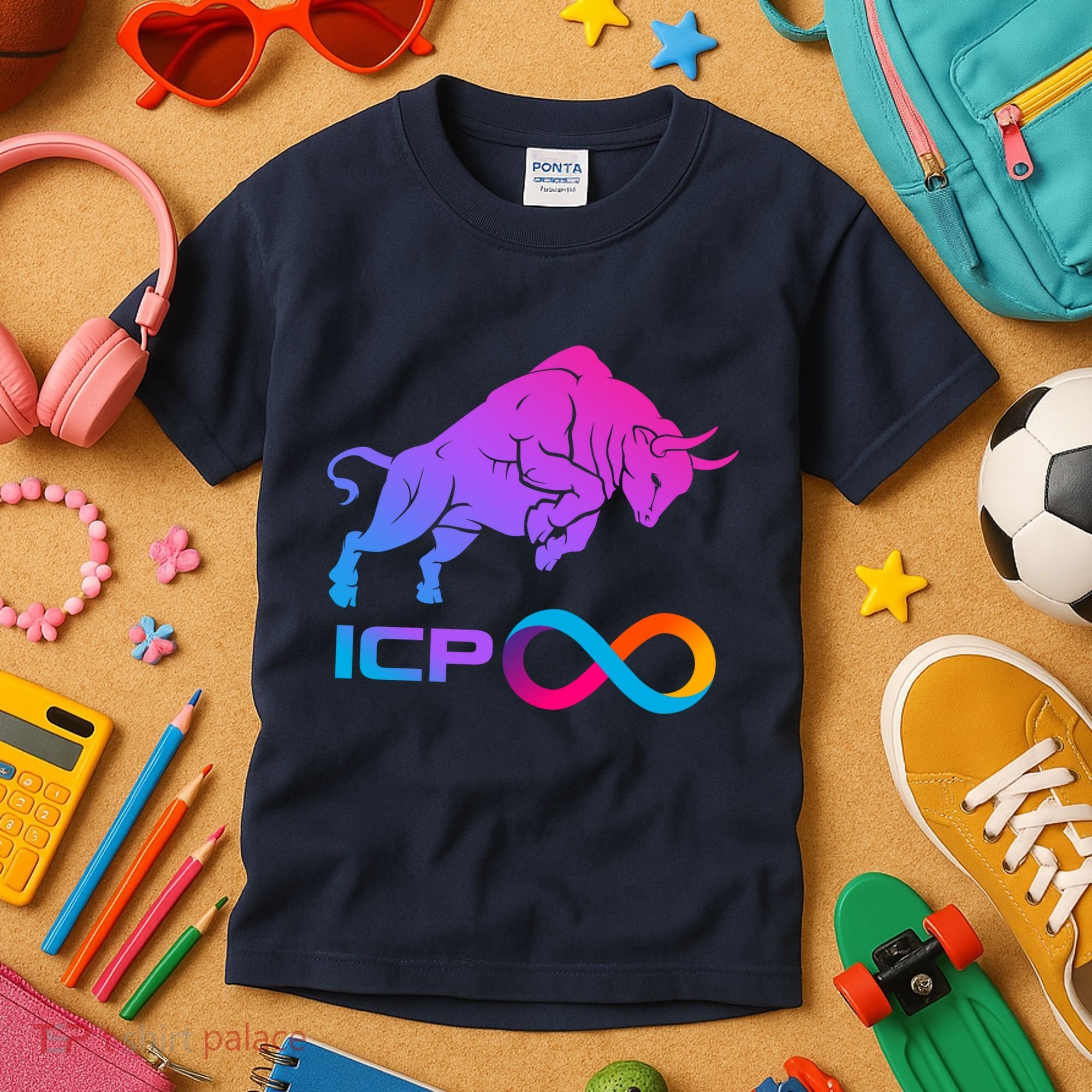 Internet Computer Icp Cryptocurrency Logo Bull Run Kids T-Shirt