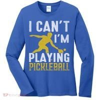 I Can't I'm Playing Pickleball Paddle Women's Long Sleeve Shirt thumb 0
