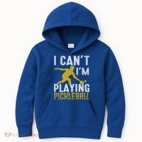 I Can't I'm Playing Pickleball Paddle Kids Hoodie thumb 0