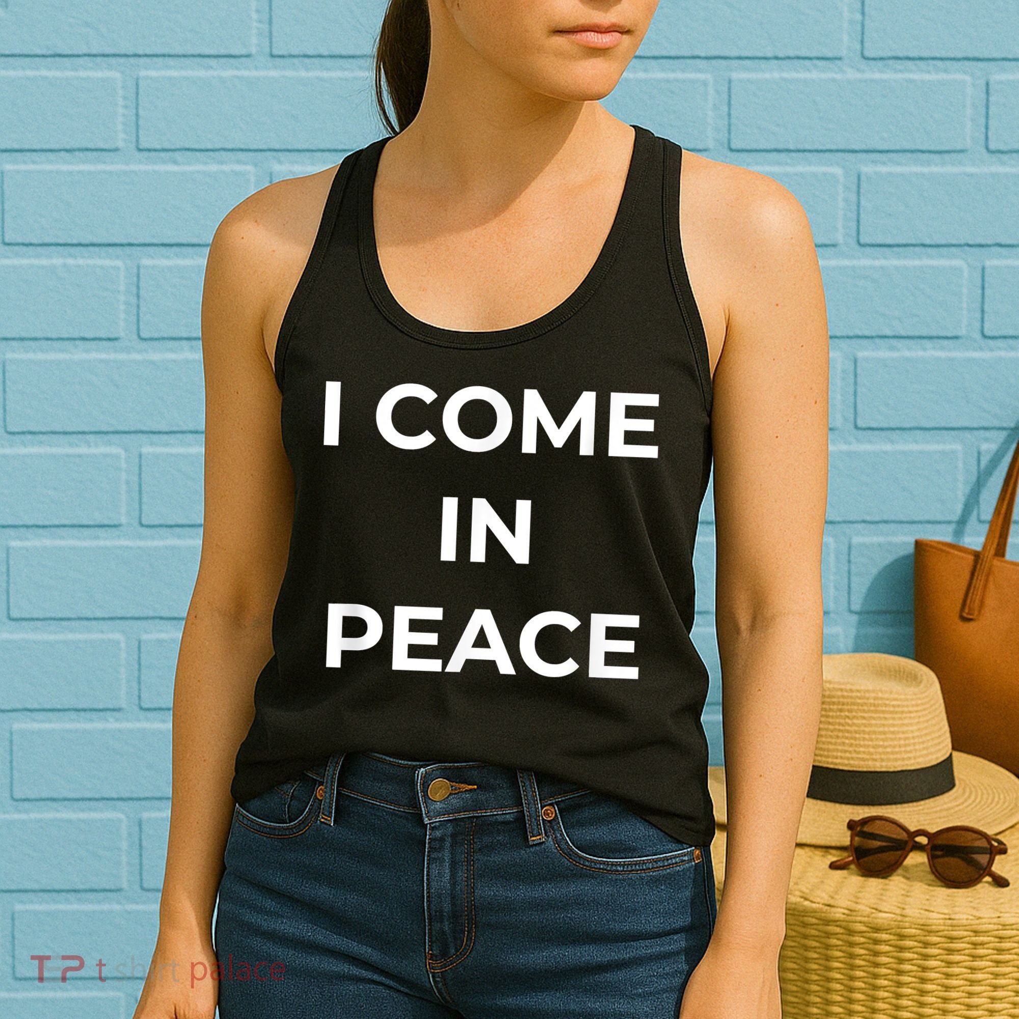 I COME IN PEACE I'M PEACE Apparels Funny Couple's Matching Women's Tank Top