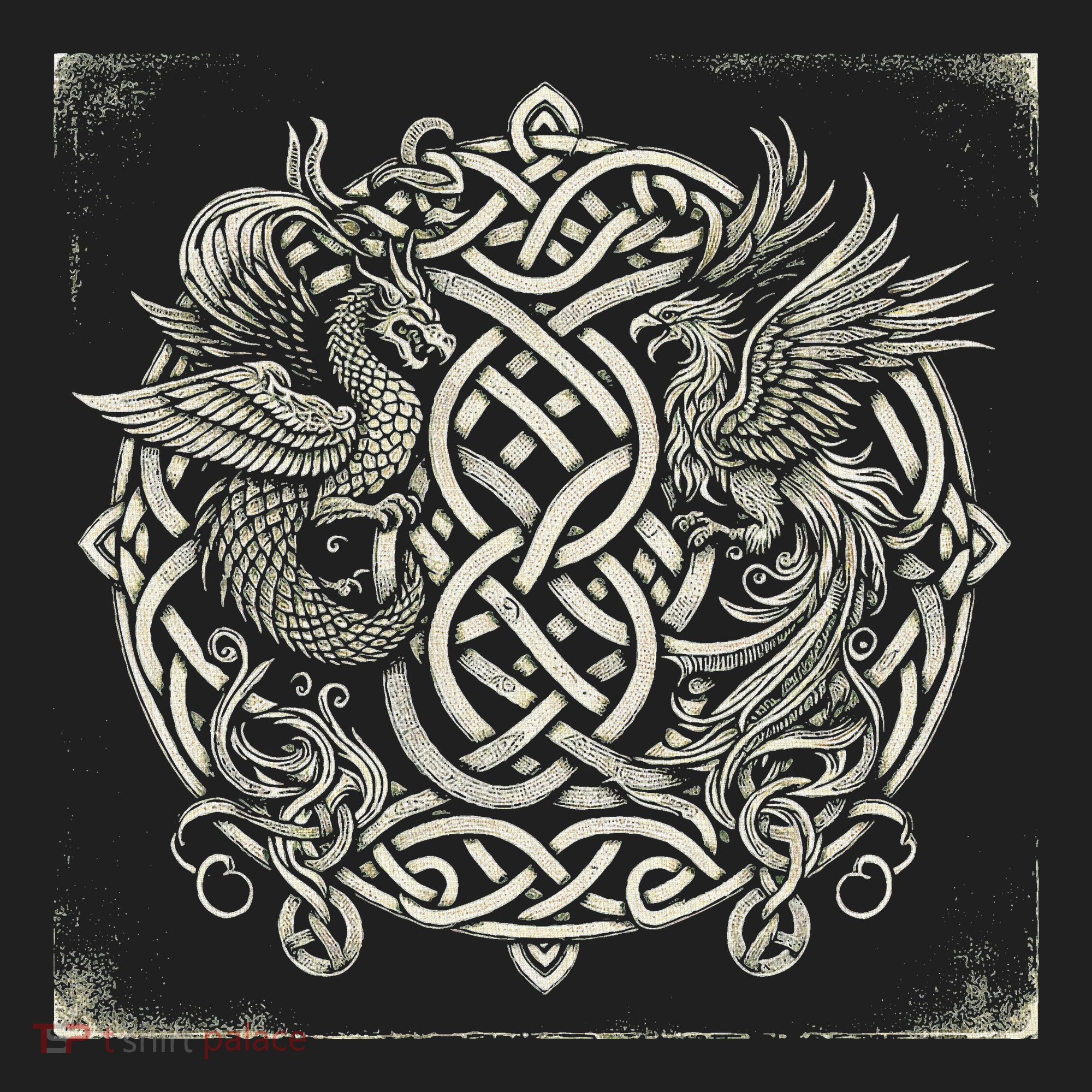 Intricate Celtic Knot With Dragon And Phoenix Women's Sweatshirt
