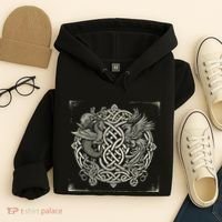 Intricate Celtic Knot With Dragon And Phoenix Hoodie thumb 4