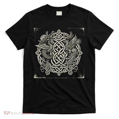 Intricate Celtic Knot With Dragon And Phoenix T-Shirt