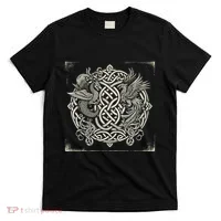 Intricate Celtic Knot With Dragon And Phoenix T-Shirt thumb 0