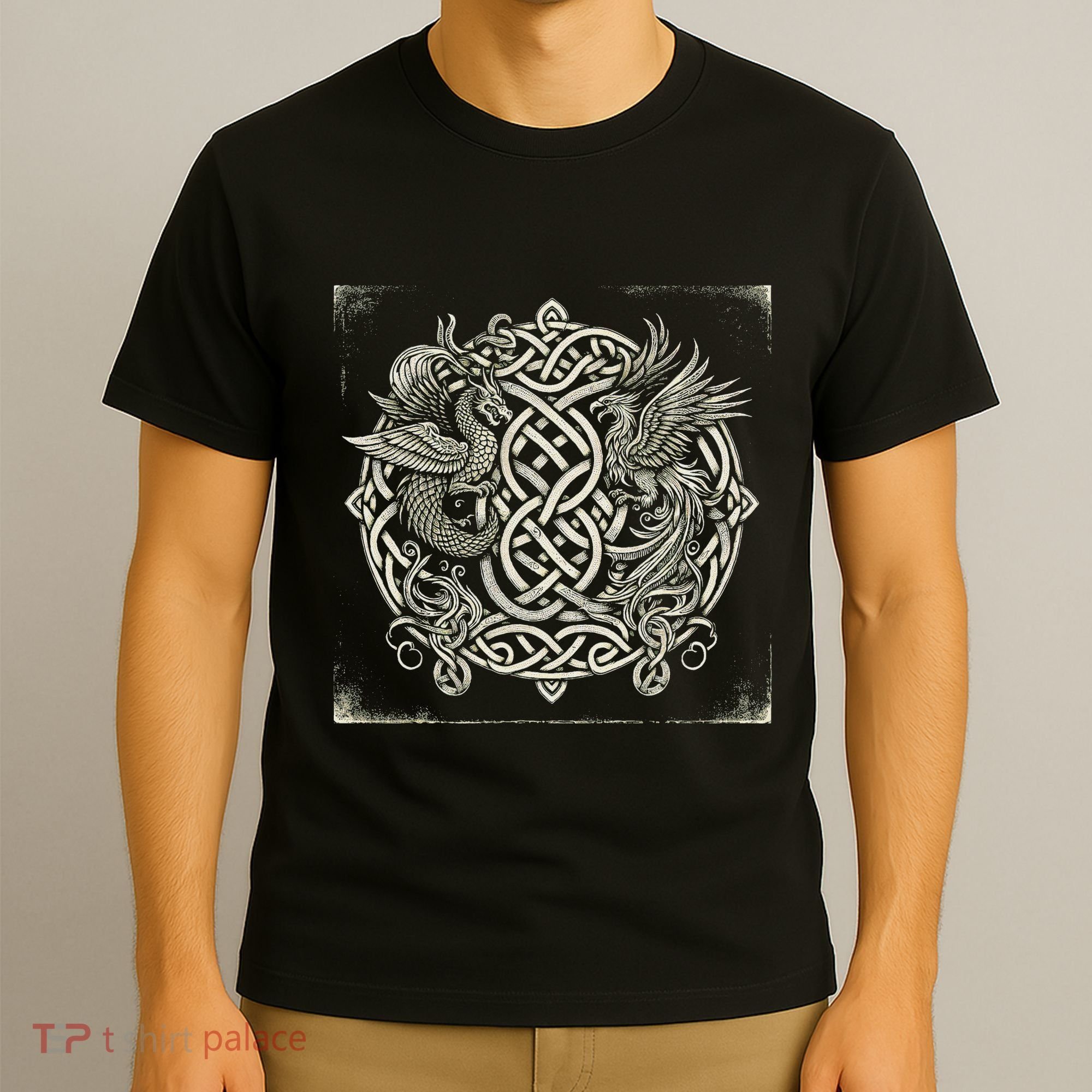 Intricate Celtic Knot With Dragon And Phoenix T-Shirt