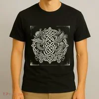Intricate Celtic Knot With Dragon And Phoenix T-Shirt thumb 3