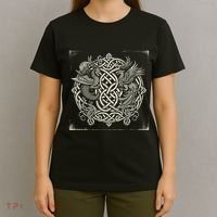 Intricate Celtic Knot With Dragon And Phoenix T-Shirt thumb 4