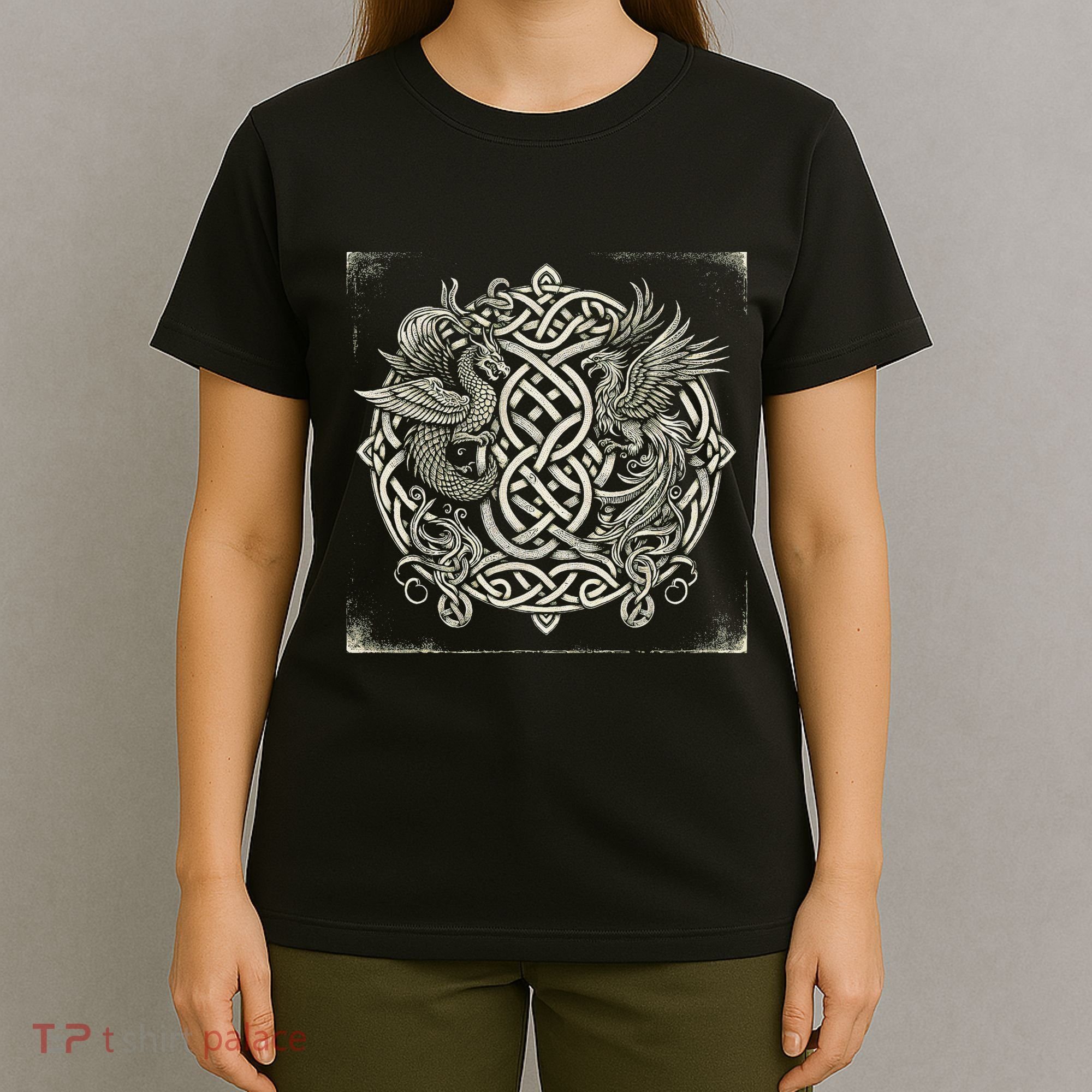 Intricate Celtic Knot With Dragon And Phoenix T-Shirt
