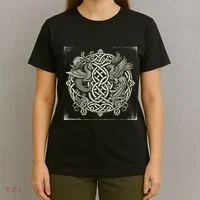 Intricate Celtic Knot With Dragon And Phoenix T-Shirt thumb 4