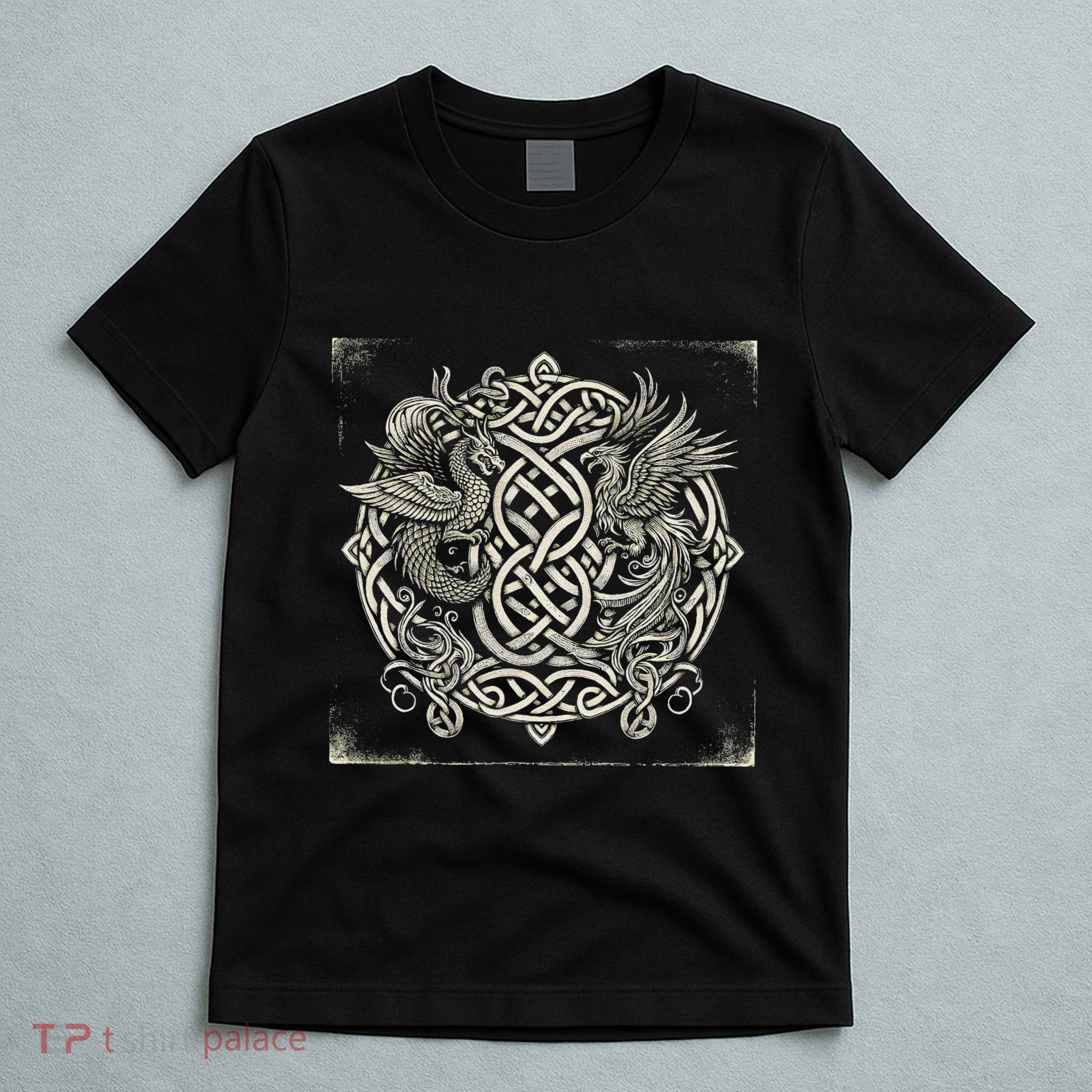 Intricate Celtic Knot With Dragon And Phoenix T-Shirt