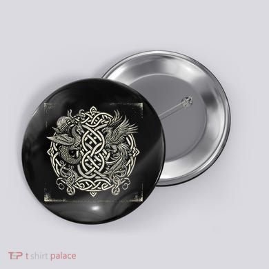 Intricate Celtic Knot With Dragon And Phoenix Button