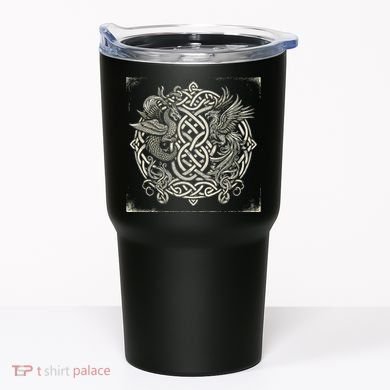 Intricate Celtic Knot With Dragon And Phoenix Tumbler