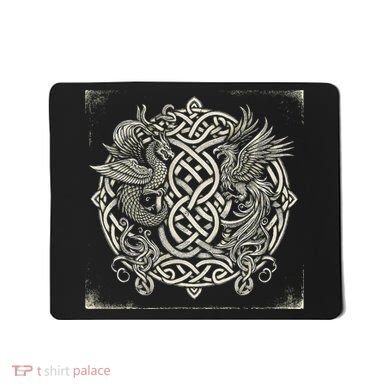 Intricate Celtic Knot With Dragon And Phoenix Mousepad