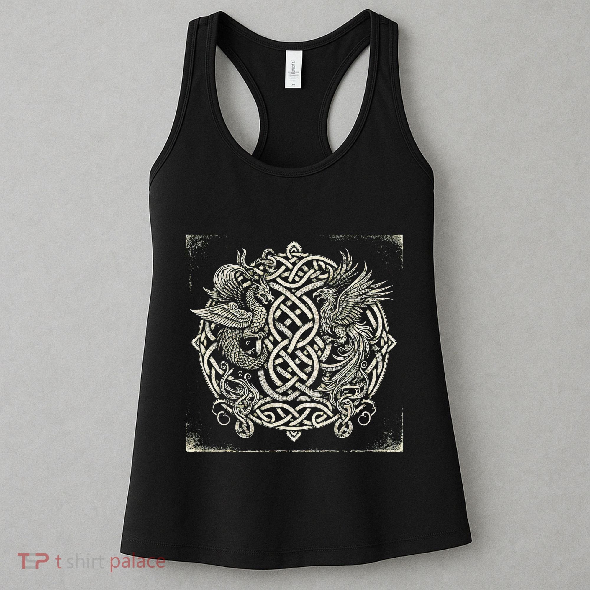 Intricate Celtic Knot With Dragon And Phoenix Women's Tank Top