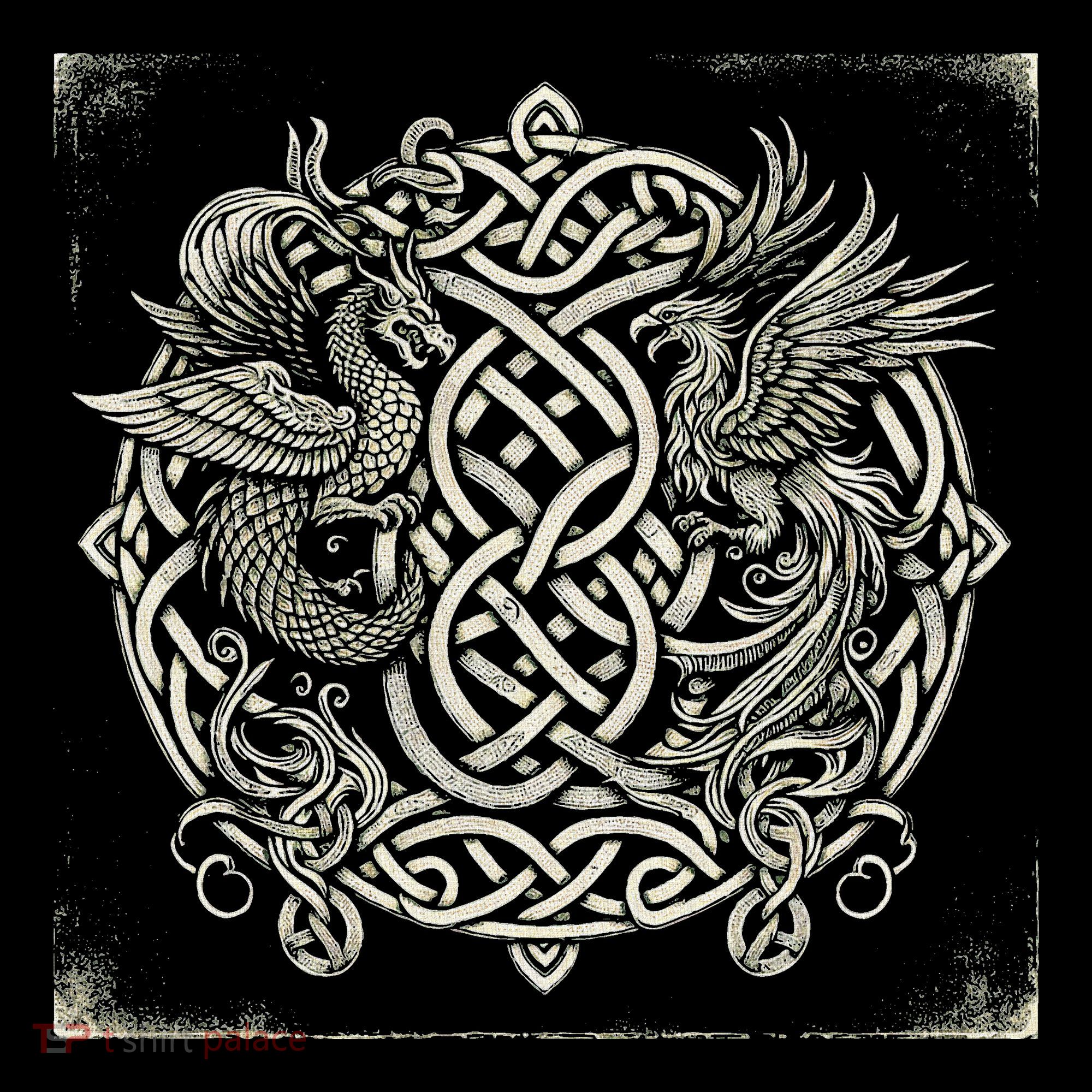 Intricate Celtic Knot With Dragon And Phoenix Baby Bodysuit