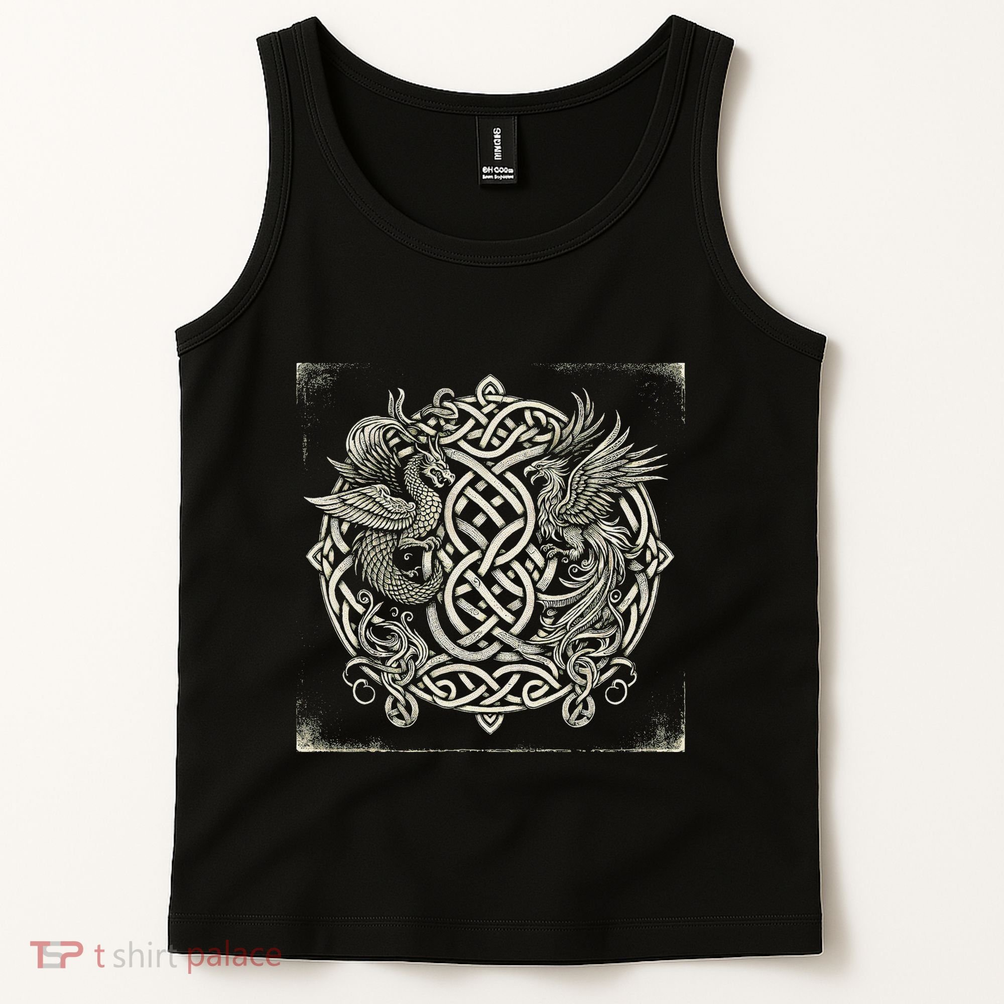 Intricate Celtic Knot With Dragon And Phoenix Tank Top