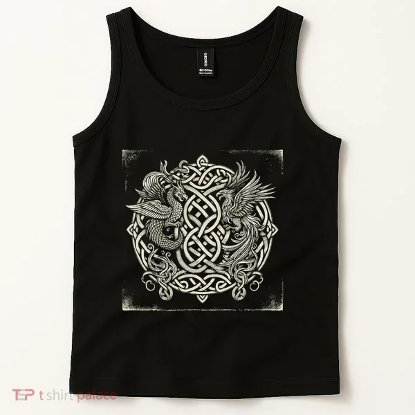 Intricate Celtic Knot With Dragon And Phoenix Tank Top