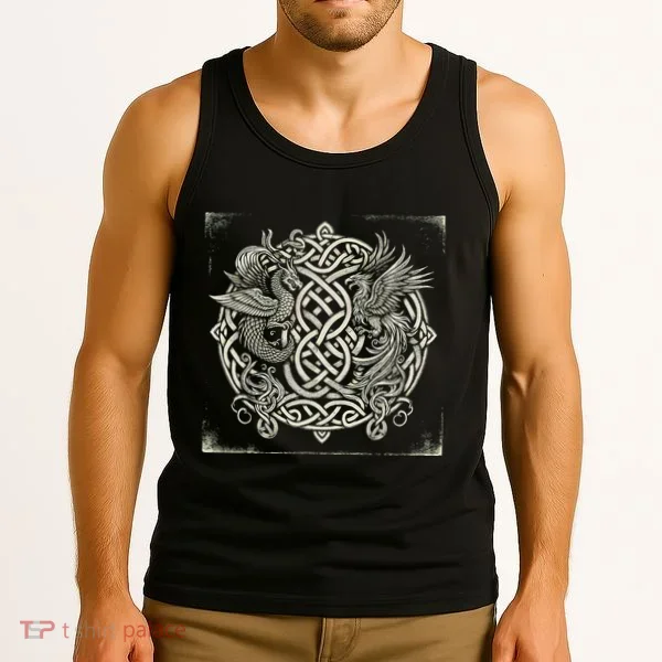 Intricate Celtic Knot With Dragon And Phoenix Tank Top