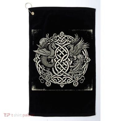 Intricate Celtic Knot With Dragon And Phoenix Golf Towel