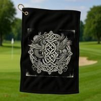 Intricate Celtic Knot With Dragon And Phoenix Golf Towel thumb 1