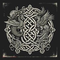 Intricate Celtic Knot With Dragon And Phoenix Golf Towel thumb 3