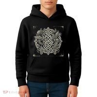 Intricate Celtic Knot With Dragon And Phoenix Kids Hoodie thumb 4