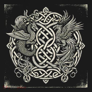 Intricate Celtic Knot With Dragon And Phoenix Kids Hoodie