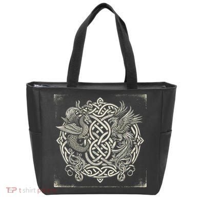 Intricate Celtic Knot With Dragon And Phoenix Tote Bag