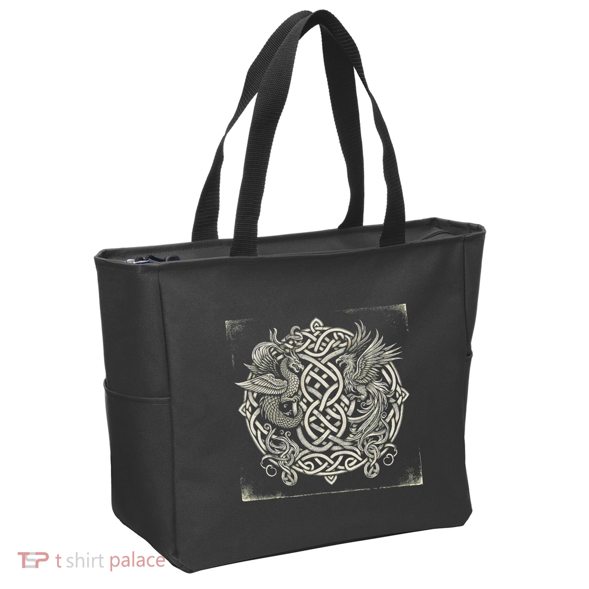 Intricate Celtic Knot With Dragon And Phoenix Tote Bag