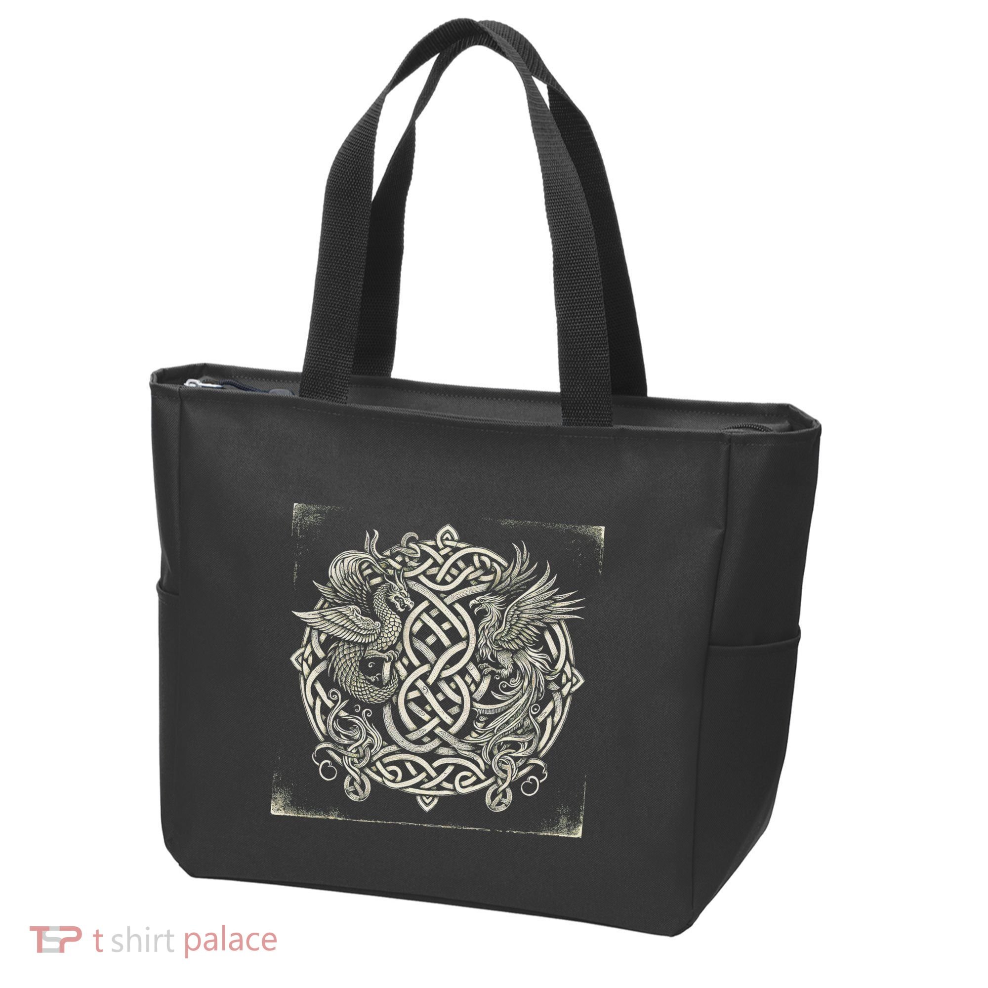 Intricate Celtic Knot With Dragon And Phoenix Tote Bag