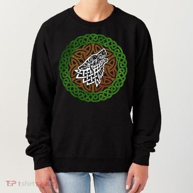 Ireland Celtic Knotwork Design Ornament Wolf Original Celtic Women's Sweatshirt