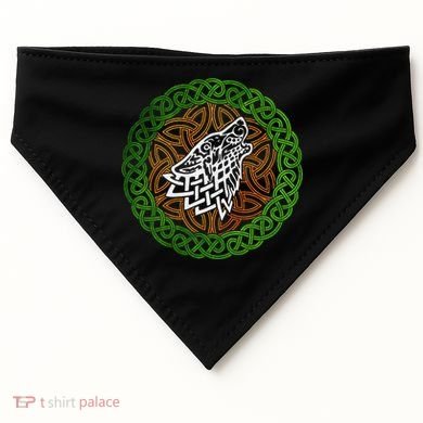 Ireland Celtic Knotwork Design Ornament Wolf Original Celtic USA-Made Doggie Bandana