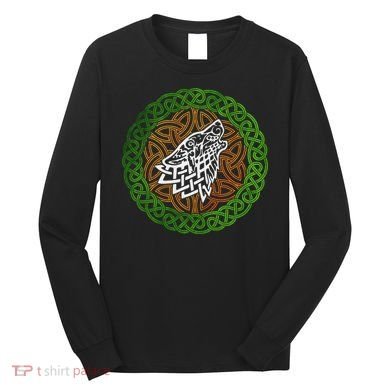 Ireland Celtic Knotwork Design Ornament Wolf Original Celtic Long Sleeve Shirt