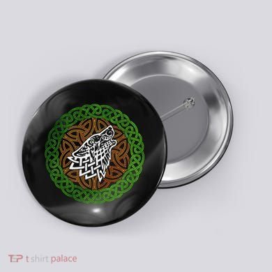 Ireland Celtic Knotwork Design Ornament Wolf Original Celtic Button