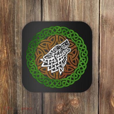 Ireland Celtic Knotwork Design Ornament Wolf Original Celtic Coaster