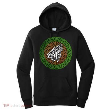 Ireland Celtic Knotwork Design Ornament Wolf Original Celtic Women's Hoodie