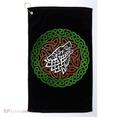 Ireland Celtic Knotwork Design Ornament Wolf Original Celtic Golf Towel