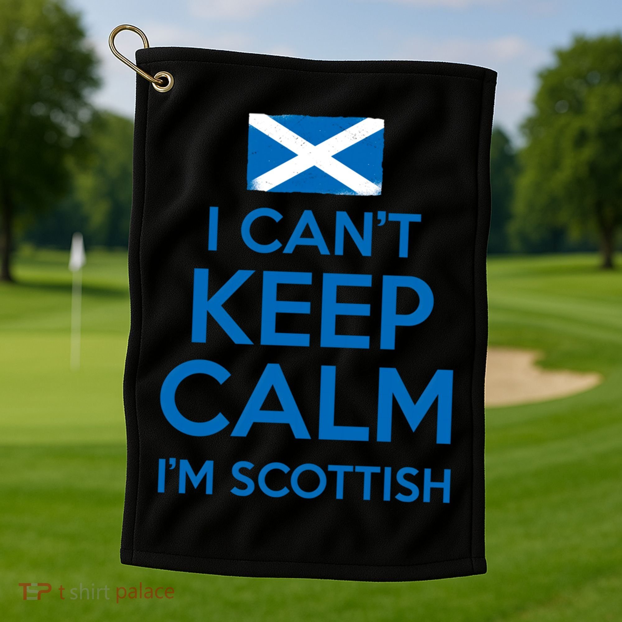I Cant Keep Calm Im Scottish Funny Scotland Meme Gift Golf Towel