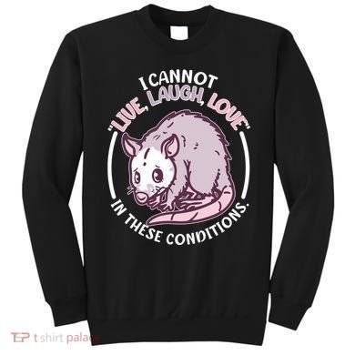 I Cannot Live Laugh Love In These Conditions Opossum Sweatshirt