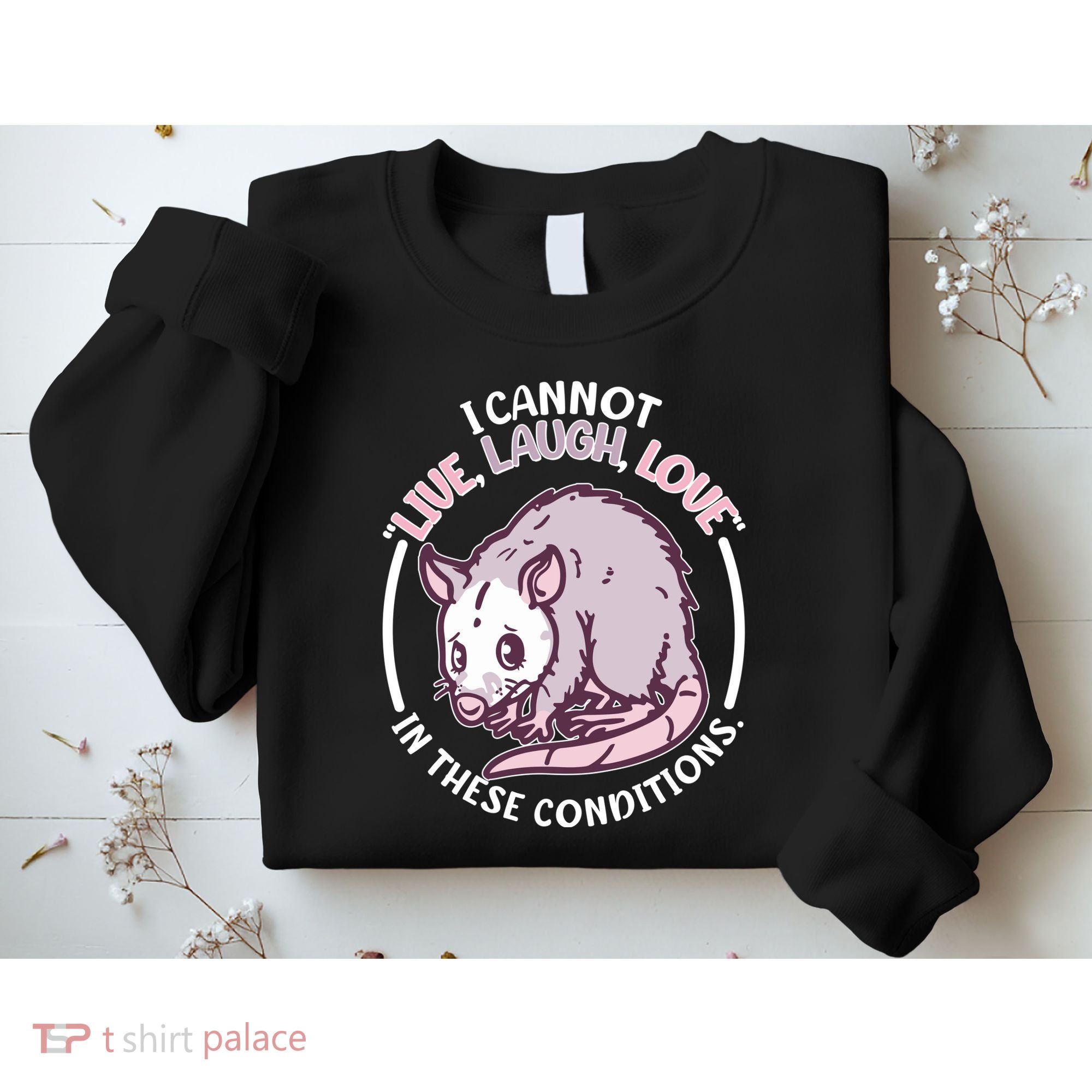 I Cannot Live Laugh Love In These Conditions Opossum Sweatshirt