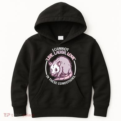 I Cannot Live Laugh Love In These Conditions Opossum Kids Hoodie