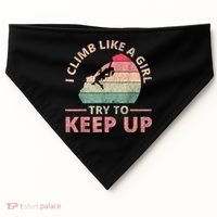 I Climb Like A Girl Rock Climbing Sunset Retro USA-Made Doggie Bandana thumb 0