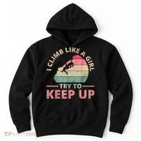 I Climb Like A Girl Rock Climbing Sunset Retro Hoodie thumb 0