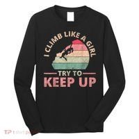 I Climb Like A Girl Rock Climbing Sunset Retro Long Sleeve Shirt thumb 0