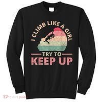 I Climb Like A Girl Rock Climbing Sunset Retro Sweatshirt thumb 0
