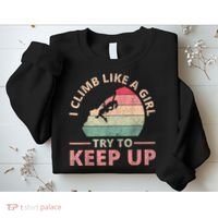 I Climb Like A Girl Rock Climbing Sunset Retro Sweatshirt thumb 2