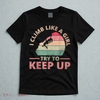 I Climb Like A Girl Rock Climbing Sunset Retro T-Shirt thumb 5
