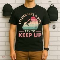 I Climb Like A Girl Rock Climbing Sunset Retro T-Shirt thumb 6
